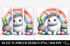 Colorful Baby Rabbit Sitting in Rainbow | 20 Oz Tumbler Product Image 1