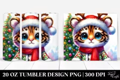 Expressive Tiger with Reindeer Horns PNG Product Image 1