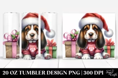 Expressive Basset Hound with Santa Hat PNG Product Image 1