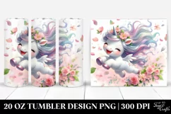 Cute Baby Unicorn Tumbling with Spring Petals | 20 oz Product Image 1
