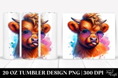 Colorful Highland Cow in Style PNG Product Image 1