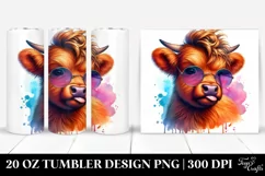 Colorful Highland Cow in Style PNG Product Image 1