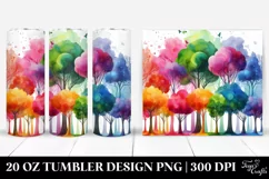 Colorful Watercolor Abstract & Vibrant Trees | 20 oz Tumbler Product Image 1