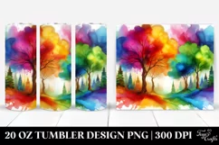 Colorful Watercolor Abstract & Vibrant Trees | 20 oz Tumbler Product Image 1