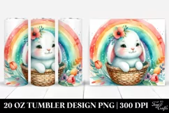 Colorful Baby Rabbit Sitting in Rainbow | 20 Oz Tumbler Product Image 1