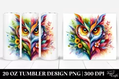Abstract Vibrant Owl with Flowers. 20 Oz Tumbler Design Product Image 1