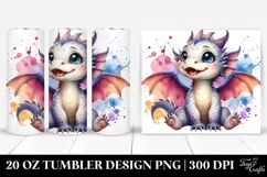 Whimsical Baby Dragon with Watercolor Splash, High-Quality Product Image 1