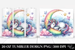 Colorful Unicorn Napping on Moon | 20 Oz Tumbler Product Image 1
