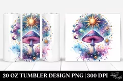 Vibrant Celestial Mushroom Clipart, Transparent 20 Oz Product Image 1