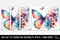 Pastel Butterfly Flowers. 20 oz Tumbler Design Product Image 1