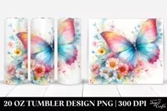 Pastel Butterfly Flowers. 20 oz Tumbler Design Product Image 1