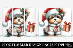 Winter Yorkipoo with Santa Hat PNG Product Image 1
