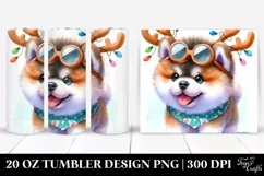 Akita with Christmas Lights PNG Product Image 1