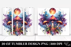 Vibrant Celestial Mushroom Clipart, Transparent 20 Oz Product Image 1