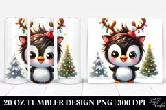 Funny Penguin with Christmas Lights PNG Product Image 1