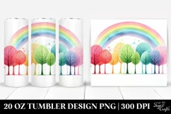 Colorful Simple Watercolor Rainbow Trees | 20 oz Tumbler Product Image 1