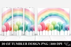 Colorful Simple Watercolor Rainbow Trees | 20 oz Tumbler Product Image 1