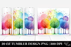 Colorful Simple Watercolor Rainbow Trees | 20 oz Tumbler Product Image 1