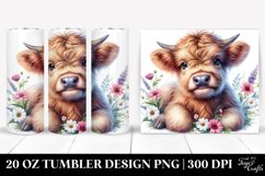 Cute Baby Highland Cow Watercolor | 20 Oz Tumbler Product Image 1