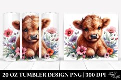 Cute Baby Highland Cow Watercolor | 20 Oz Tumbler Product Image 1