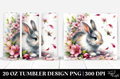Rabbit Tumbling with Spring Petals | 20 Oz Tumbler Product Image 1