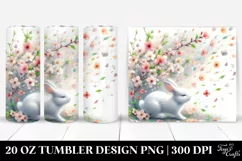 Rabbit Tumbling with Spring Petals | 20 Oz Tumbler Product Image 1