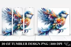 Abstract Vibrant Watercolor Bird | 20 oz Tumbler Product Image 1