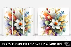 Vibrant Bouquet with Snowdrop & Gold Foil | 20 Oz Tumbler Product Image 1