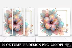 Abstract Pastel Glossy Hibiscus | 20 oz Tumbler Product Image 1