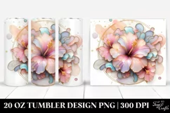 Abstract Pastel Glossy Hibiscus | 20 oz Tumbler Product Image 1