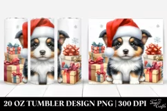 Winter Border Collie with Santa Hat PNG Product Image 1