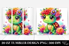 Colorful Flower Crown Turtle | 20 oz Tumbler Product Image 1