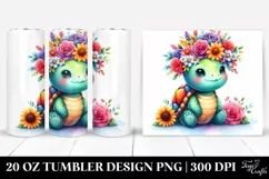Colorful Flower Crown Turtle | 20 oz Tumbler Product Image 1