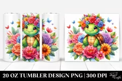 Colorful Flower Crown Turtle | 20 oz Tumbler Product Image 1