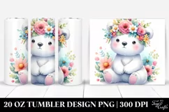 Pastel Cartoon Polar Bear | 20 oz Tumbler Product Image 1