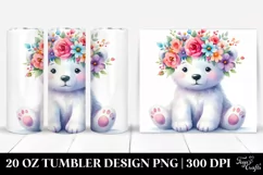 Pastel Cartoon Polar Bear | 20 oz Tumbler Product Image 1