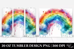Colorful Watercolor Rainbow Clipart, High-Res 20 Oz Tumbler Product Image 1