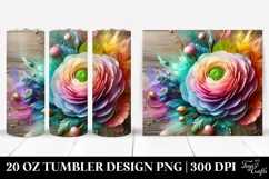 Colorful Ranunculus Wooden Splash | 20 Oz Tumbler Product Image 1