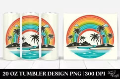Retro Tropical Island Rainbow. 20 Oz Tumbler Design Product Image 1