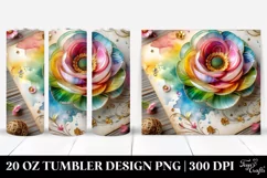 Colorful Ranunculus Wooden Splash | 20 Oz Tumbler Product Image 1