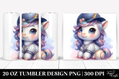 20 Oz Tumbler Sublimation | Cute Baby Unicorn with Baseball Product Image 1