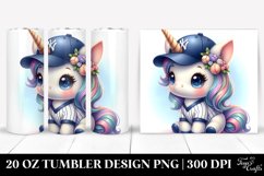 20 Oz Tumbler Sublimation | Cute Baby Unicorn with Baseball Product Image 1