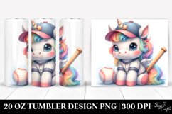 20 Oz Tumbler Sublimation | Cute Baby Unicorn with Baseball Product Image 1