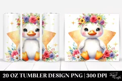 Cute Duck Adorned with Flower Crown PNG Product Image 1