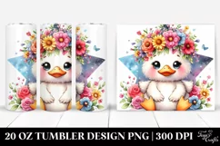 Cute Duck Adorned with Flower Crown PNG Product Image 1