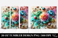 20 Oz Tumbler Sublimation | Colorful Ranunculus | Product Image 1