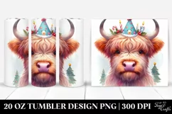 Cute Highland Cow with Christmas Decorations Clipart Product Image 1