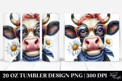 Enthusiastic Cow Portrait with Daisy | 20 Oz Tumbler Product Image 1