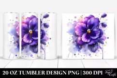 20 Oz Tumbler Sublimation | Shiny Violet | Watercolor Product Image 1
