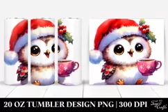 Colorful Owl with Santa Hat PNG Product Image 1